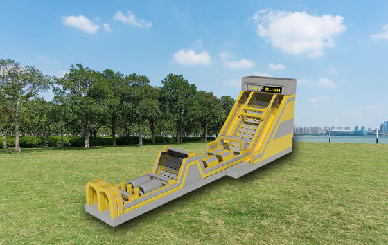 Amarillo Large Toxic Rush Curso de obstáculos inflable con desafío