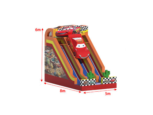 Slides inflables secos con tema de coches de carreras personalizados 8x5x6m