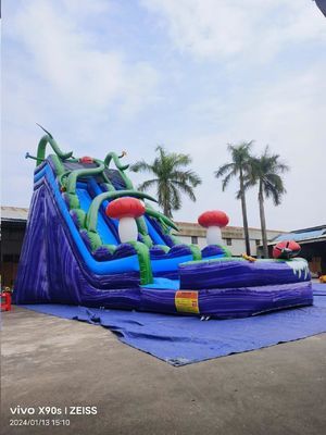 Reino de los hongos de pared de mármol toboganes inflables de agua con piscina