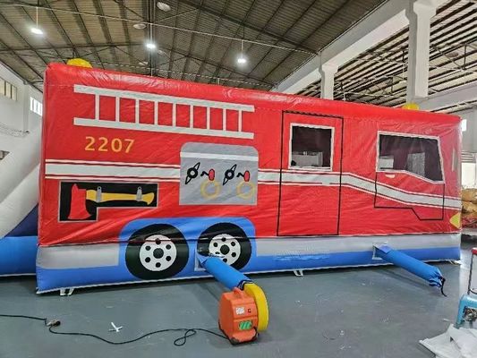 Rojo y azul coche inflable casa de rebote camión de bomberos castillo de salto