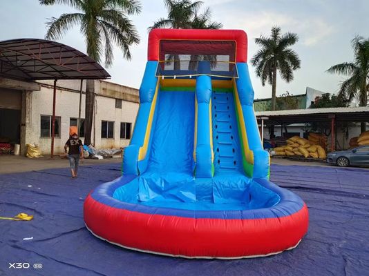 Deslizamientos de agua inflables de verano azul naranja con piscina