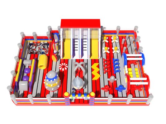 Parque temático Ultraman Castillo de salto inflable con toboganes y obstáculos
