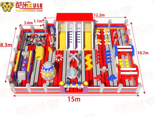 Parque temático Ultraman Castillo de salto inflable con toboganes y obstáculos