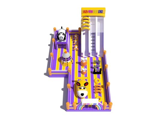 Animales Parque temático Parque de juegos Inflable castillo de salto con dos toboganes
