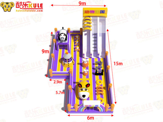 Animales Parque temático Parque de juegos Inflable castillo de salto con dos toboganes