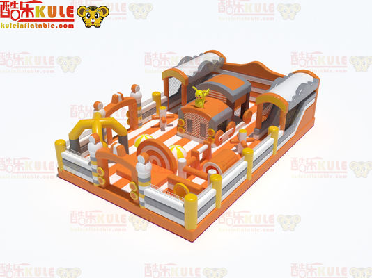 Castillo de salto de estilo naranja amarillo inflable con juegos de diapositivas