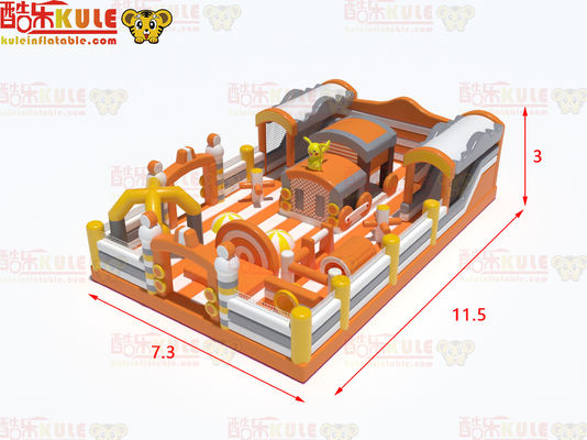 Castillo de salto de estilo naranja amarillo inflable con juegos de diapositivas