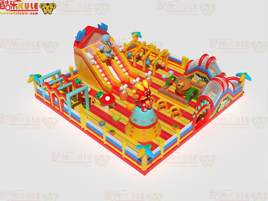 Castillo de salto inflable con toboganes de salto obstáculo para niños