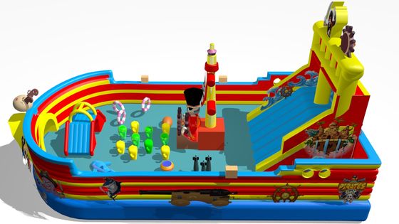 Barco pirata Gran tobogán inflable Puñetazo Azul Rojo Amarillo color