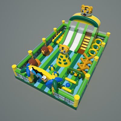 El castillo del tigre inflables Jardín de juegos de casa de salto (verde y amarillo)