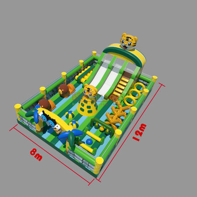 El castillo del tigre inflables Jardín de juegos de casa de salto (verde y amarillo)