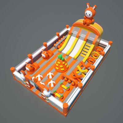 Castillo de conejo inflable con obstáculos (Naranja y Blanco)
