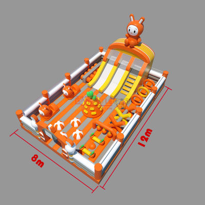 Castillo de conejo inflable con obstáculos (Naranja y Blanco)