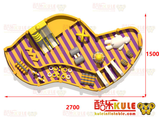 Castillo inflable de forma irregular personalizado (amarillo y púrpura)