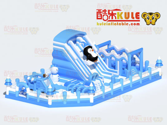 Pinguino Inflable Castillo Comercial (azul y blanco)