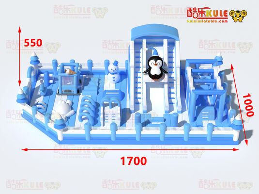 Pinguino Inflable Castillo Comercial (azul y blanco)