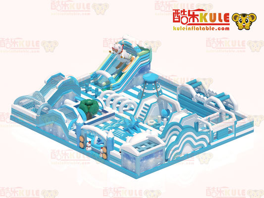 Casa de salto del castillo inflable con grandes toboganes (azul y blanco)
