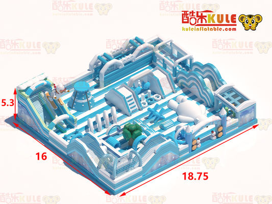 Casa de salto del castillo inflable con grandes toboganes (azul y blanco)
