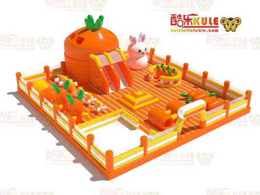 Carrot Park Inflable Pequeño Castillo de Salto (Naranja y Amarillo)