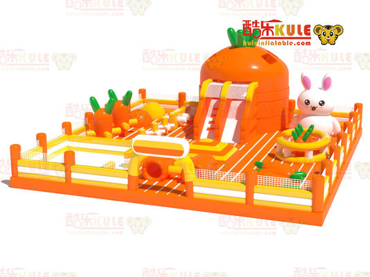 Carrot Park Inflable Pequeño Castillo de Salto (Naranja y Amarillo)