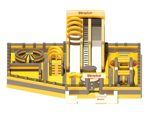 Jardín de juegos interiores castillos inflables amarillo gris con toboganes