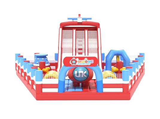Pequeño Castillo Comercial Inflable Rojo Azul Blanco Color