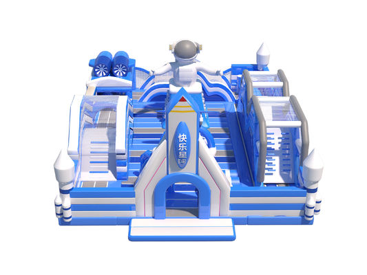 Parque de juegos de lonas de PVC Casa de salto inflable Azul Blanco para niños
