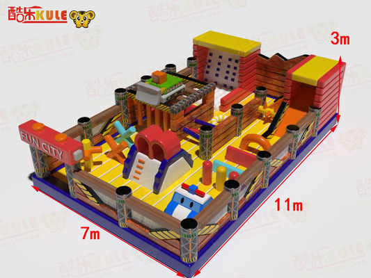 Fun City Inflatable patio de recreo interior 11 * 7 * 3m con toboganes de montaje en la pared