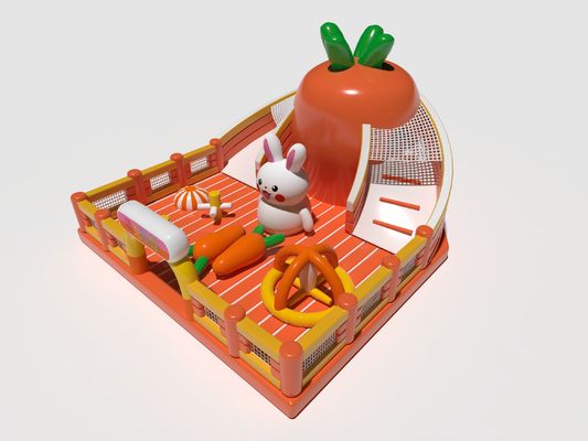 Carrot Rabbit castillos inflables naranja blanco verde con grandes toboganes