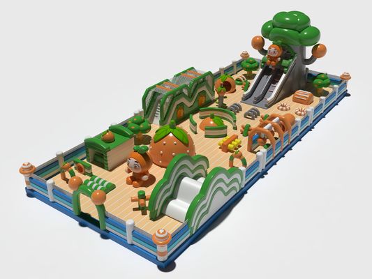 Juegos infantiles castillos inflables de salto verde naranja 28*11*7,3m
