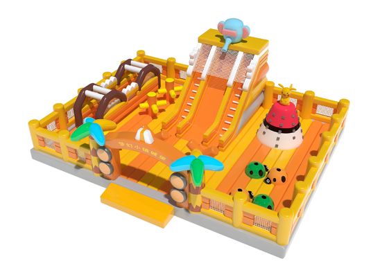 Castillo mágico inflable Casa de rebote Jardín de juegos Naranja Amarillo