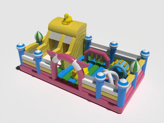 Pequeños castillos inflables saltadores Parque de patos Amarillo Rosa Azul