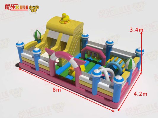 Pequeños castillos inflables saltadores Parque de patos Amarillo Rosa Azul