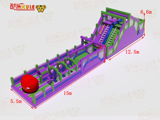 Curso de obstáculos inflables para adultos Parque de juegos Púrpura Verde Rojo