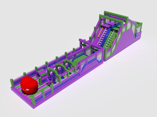 Curso de obstáculos inflables para adultos Parque de juegos Púrpura Verde Rojo