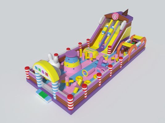 Candies Temático Castillo Inflable Con Grandes Deslizamientos Obstáculos Castillo
