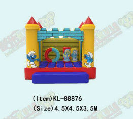 Pitufos castillo de salto inflable con pilares y anillo de círculo