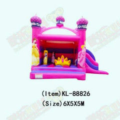 Princesa Inflable Casa de Salto Salto con Pilar y Corona