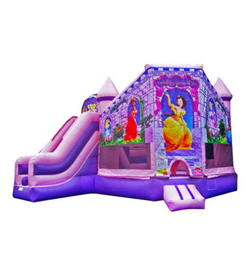 Castillo de juego inflable rosa y púrpura para entretenimiento al aire libre
