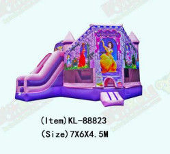 Castillo de juego inflable rosa y púrpura para entretenimiento al aire libre