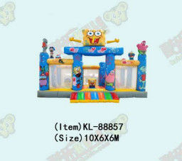 Castillos inflables con temática de Bob Esponja de color azul y amarillo