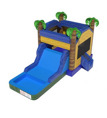 Palma de árbol comercial Inflable castillo de salto con tobogán de agua