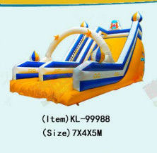 Blanco Amarillo Azul Parque de diversiones infantil tobogán inflable para alquilar
