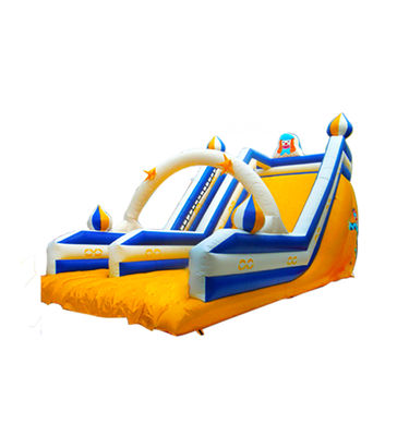 Blanco Amarillo Azul Parque de diversiones infantil tobogán inflable para alquilar