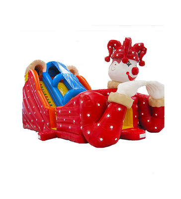 Payaso Color Rojo Niños Parque de diversiones tobogán inflable para alquilar