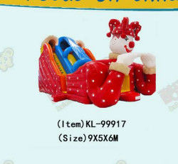 Payaso Color Rojo Niños Parque de diversiones tobogán inflable para alquilar