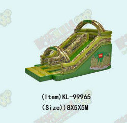 Parque de diversiones inflables verde para niños China Army Slide para alquiler