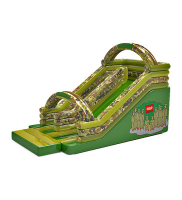 Parque de diversiones inflables verde para niños China Army Slide para alquiler