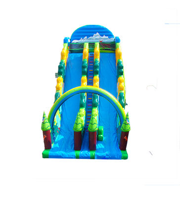 Color Azul Parque de diversiones Inflable Gran tobogán para alquiler
