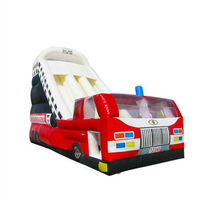 Personaliza las diapositivas inflables tema del camión de bomberos para las fiestas de niños